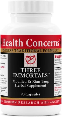 Health Concerns Three Immortals - Menopause Support Supplement - Powerful Relief for Hot Flashes, Hormone Imbalance & Night Sweats - Dong Quai, Epimedium, Morinda, Rehmannia & Lycium - 90 Capsules in Saudi Arabia