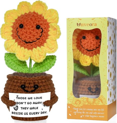 Memorial Gifts Sympathy Crochet Flowers – Handmade Crochet Sunflower with Comfort Card – Remembrance Keepsake for Loss of Loved One, Bereavement, Condolence Gift in Saudi Arabia