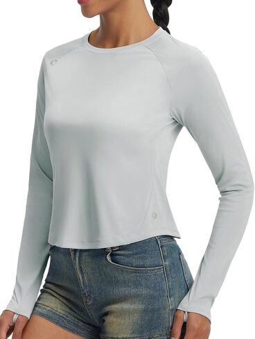 BALEAF Women's Long Sleeve Crop Sun Shirts UPF 50+ SPF UV Rash Guard Lightweight Slim Fit Workout Hiking Athletic Tops in Saudi Arabia