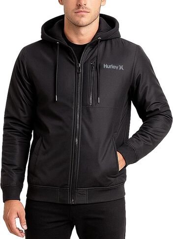Hurley Men's Bomber Jacket - Cozy Skyler Sherpa Lined Full Zip Up Hoodie Jacket for Men - Casual Men's Jacket (S-XL) in Saudi Arabia