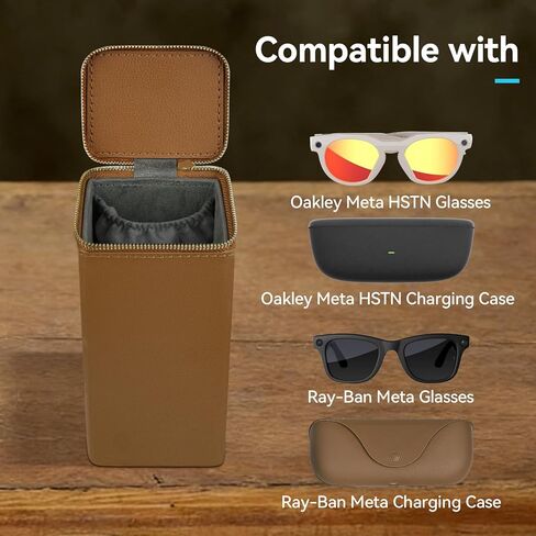حقيبة حمل سارلار لملحقات حقيبة شحن Rayban Meta، منظم صلب من جلد البولي يوريثان الفاخر لنظارات Rayban Meta Wayfarer/Oakley HSTN Gen1/Gen 2 الذكية، مثالية للسفر والتخزين in Kuwait