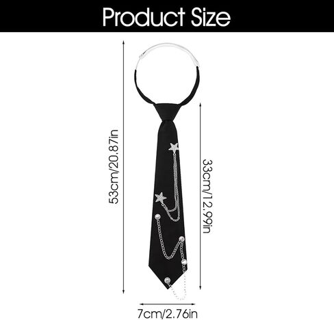 ربطة عنق للنساء، ربطات عنق موحدة ربطة عنق بسلسلة معدنية مربوطة مسبقًا وربطة عنق سوداء قابلة للتعديل لزي قميص المدرسة in Kuwait