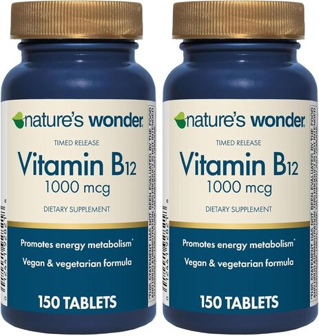 Nature's Wonder Timed Release Vitamin B12 1000 mcg Tablets for Energy Metabolism, 150 Day Supply, 150 Tablets in Kuwait