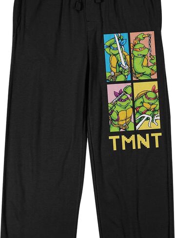 بنطال بيجامة للنوم باللون الأسود للرجال من Bioworld TMNT بتصميم رسوم متحركة عتيقة in Kuwait