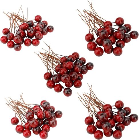 التوت هولي الاصطناعي 150 جهاز كمبيوتر شخصى صغير 10 مم عيد الميلاد هولي التوت ينبع للحرف اليدوية فو التوت الأحمر ينبع ديكور التوت وهمية على الأسلاك لزينة شجرة عيد الميلاد زهرة إكليل DIY الحرفية استخدام in Kuwait