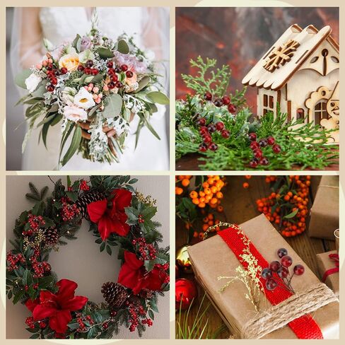 التوت هولي الاصطناعي 150 جهاز كمبيوتر شخصى صغير 10 مم عيد الميلاد هولي التوت ينبع للحرف اليدوية فو التوت الأحمر ينبع ديكور التوت وهمية على الأسلاك لزينة شجرة عيد الميلاد زهرة إكليل DIY الحرفية استخدام in Kuwait