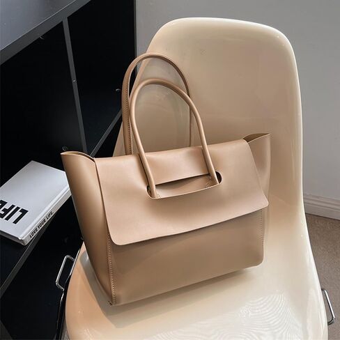 Women Vintage PU Leather Large Tote Bag Flap Tote Top Handle Satchel Handbags Shoulder Purses in Saudi Arabia