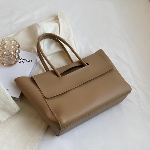 Women Vintage PU Leather Large Tote Bag Flap Tote Top Handle Satchel Handbags Shoulder Purses in Saudi Arabia