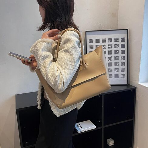 Women Vintage PU Leather Large Tote Bag Flap Tote Top Handle Satchel Handbags Shoulder Purses in Saudi Arabia