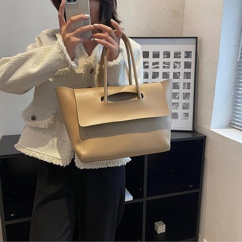Women Vintage PU Leather Large Tote Bag Flap Tote Top Handle Satchel Handbags Shoulder Purses in Saudi Arabia