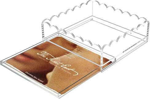 صواني أكريليك لنقطة الإبرة مقاس 15.24 سم × 15.24 سم، صينية أكريليك صدفية من OUPSAUI مع درج لإدخال نقطة الإبرة والصور والفن والنسيج والمناديل وسلة عرض الرسائل، هدية صينية مزخرفة للمكتب المنزلي in Kuwait