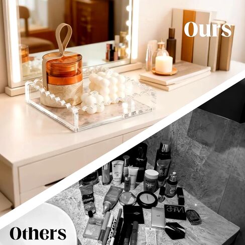 صواني أكريليك لنقطة الإبرة مقاس 15.24 سم × 15.24 سم، صينية أكريليك صدفية من OUPSAUI مع درج لإدخال نقطة الإبرة والصور والفن والنسيج والمناديل وسلة عرض الرسائل، هدية صينية مزخرفة للمكتب المنزلي in Kuwait