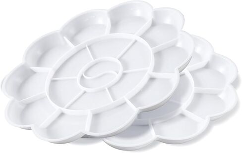2pcs Paint Tray Palette Plastic 7-Well Watercolor Palette Flower White Painting Tray for Watercolor Create DIY Craft Professional Art Painting Acrylic Painting Gouache in Saudi Arabia