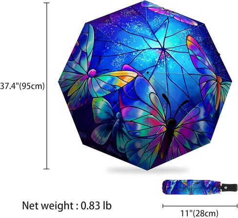 Windproof Travel Umbrella Compact Inverted Umbrellas for Rain Automatic Folding Umbrella Open Close Auto Sunshade Parasol Umbrella for Sun UV Protection Butterfly Gifts for Women Men Kids Girls in Saudi Arabia