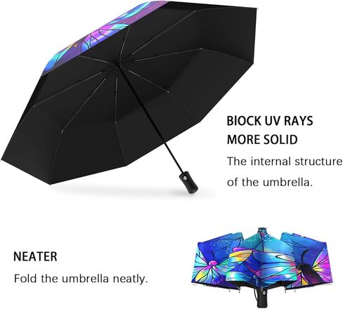 Windproof Travel Umbrella Compact Inverted Umbrellas for Rain Automatic Folding Umbrella Open Close Auto Sunshade Parasol Umbrella for Sun UV Protection Butterfly Gifts for Women Men Kids Girls in Saudi Arabia