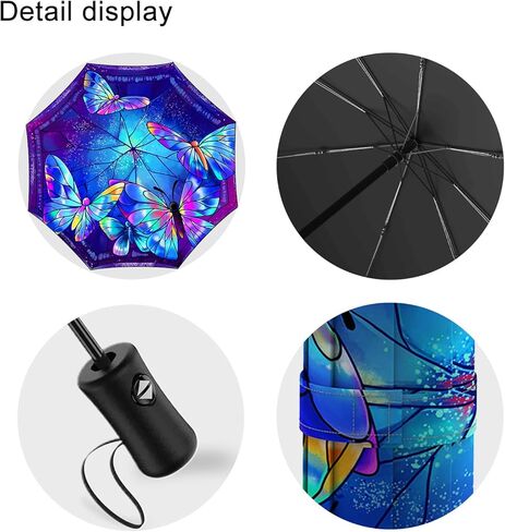 Windproof Travel Umbrella Compact Inverted Umbrellas for Rain Automatic Folding Umbrella Open Close Auto Sunshade Parasol Umbrella for Sun UV Protection Butterfly Gifts for Women Men Kids Girls in Saudi Arabia