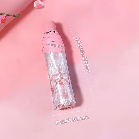 Folding Umbrella for Rain, Cute Transparent Cherry Blossom Umbrellas, Portable Waterproof (Pink) in Saudi Arabia