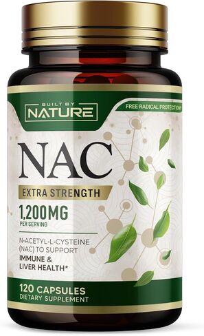 مكمل NAC من ناتشر - 1200 مجم N-Acetyl-L-Cysteine ​​- دعم المناعة والجهاز التنفسي، صحة الكبد، مكمل مضاد للأكسدة - غير معدل وراثيًا، خالي من الغلوتين، 120 كبسولة in Saudi Arabia