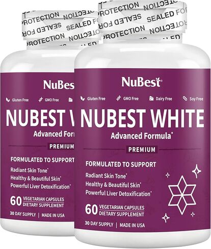 NuBest White - Glutathione 400mg & Milk Thistle Extract - Skin Brightening Supplement - Helps Beautiful and Radiant Skin - Antioxidant Supplement & Detoxification | 1 Month Supply in Saudi Arabia