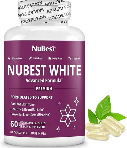 NuBest White - Glutathione 400mg & Milk Thistle Extract - Skin Brightening Supplement - Helps Beautiful and Radiant Skin - Antioxidant Supplement & Detoxification | 1 Month Supply in Saudi Arabia