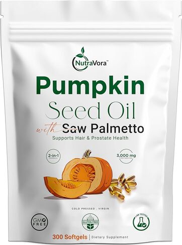 Pumpkin Seed Oil with Saw Palmetto Capsules – Men’s Prostate, Hair & Hormone Support Supplement – 3000 mg High Potency Cold-Pressed Formula – Non-GMO, Gluten-Free, Lab Tested – 300 Softgels in Saudi Arabia