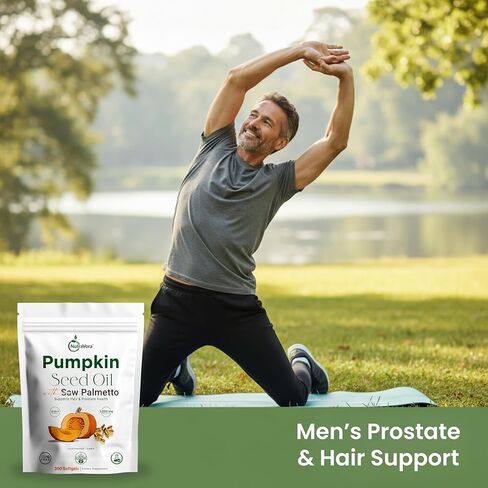Pumpkin Seed Oil with Saw Palmetto Capsules – Men’s Prostate, Hair & Hormone Support Supplement – 3000 mg High Potency Cold-Pressed Formula – Non-GMO, Gluten-Free, Lab Tested – 300 Softgels in Saudi Arabia