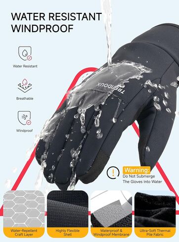 TRENDOUX Flexible Thick Winter Gloves: Touchscreen Warm Gloves for Men Women, Waterproof & Windproof, Thermal Insulated in Saudi Arabia