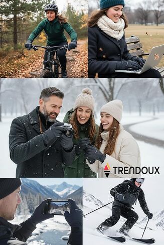 TRENDOUX Flexible Thick Winter Gloves: Touchscreen Warm Gloves for Men Women, Waterproof & Windproof, Thermal Insulated in Saudi Arabia