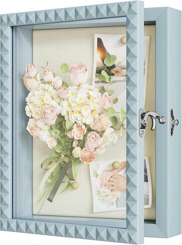 SZQINJI إطار صندوق الظل 11 × 14 صندوق ظلال كبير عميق عرض الحالات صندوق ذاكرة خشبي مع قفل باب على شكل ماسي عتيق لميداليات التخرج صور زفاف الطفل زهرة الحيوانات الأليفة التذكارية تذكارات بيضاء in Kuwait