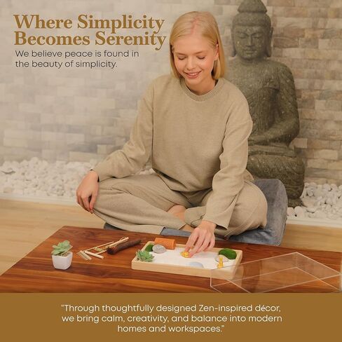 Mini Zen Garden Kit – Large Zen Garden for Desk with Bamboo Tray, Includes 15 Accessories & 6 Tools, Japanese Sand Tray Decor for Home, Office, Meditation, and Relaxation,13"x8.2"x2" in Saudi Arabia