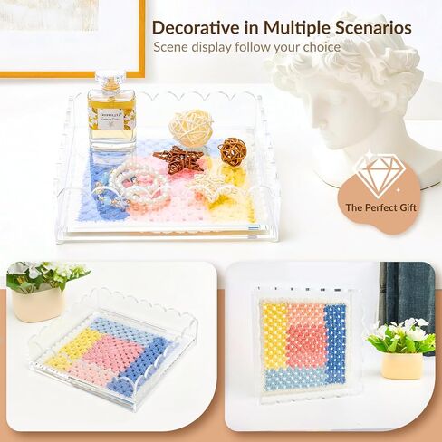 Scalloped Acrylic Tray for Needlepoint Inserts, 8" x 8" Clear Acrylic Tray with Drawer, Compatible for Art, Photos, Fabric & Custom Displays, Decorative Gift for Home or Office in Saudi Arabia