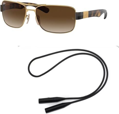 حزمة النظارات الشمسية Ray-Ban RB3522: RB 3522 001/13 Arista Brown Gradient Dark Bro ومقود سيليكون عالمي مضاد للانزلاق in Kuwait