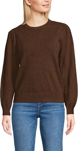 Lands' End Women's Cashmere Puff Sleeve Crew Neck Sweater in Saudi Arabia
