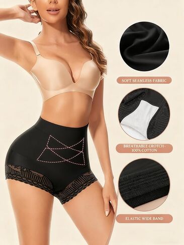 Women's High waisted Underwear, Lace-edged Abdominal-reduce And Buttock-enhance Underwear, Buttock stretch Shape, Body Shaper in Saudi Arabia