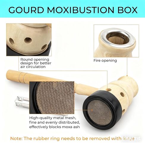 Vrsafan Moxa Stick Burner Holder, Wooden Moxa Strips Mugwort Moxibustion Keeper Box Acupoint Tool for Heal-th Maintenance Theropy 葫芦灸 艾灸锤子 Ai Jiu in Saudi Arabia