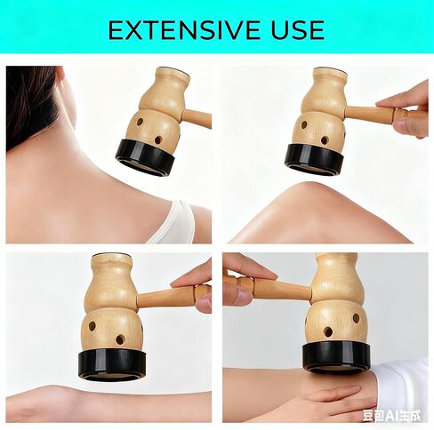 Vrsafan Moxa Stick Burner Holder, Wooden Moxa Strips Mugwort Moxibustion Keeper Box Acupoint Tool for Heal-th Maintenance Theropy 葫芦灸 艾灸锤子 Ai Jiu in Saudi Arabia