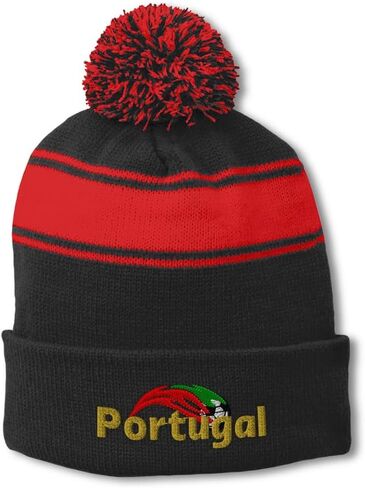 Pom Pom Beanie Hat for Men & Women Portugal Soccer World Cup Soccer Winter Hats Skull Cap Acrylic 1 Size in Saudi Arabia