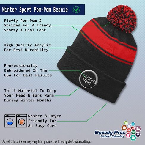 Pom Pom Beanie Hat for Men & Women Portugal Soccer World Cup Soccer Winter Hats Skull Cap Acrylic 1 Size in Saudi Arabia