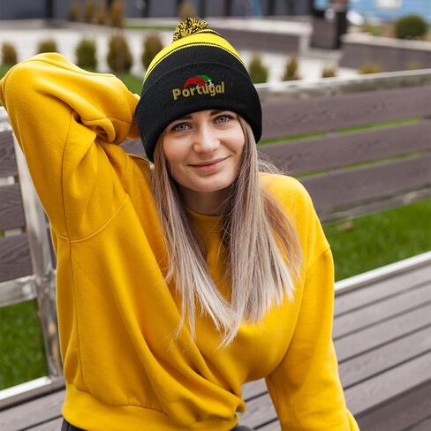 Pom Pom Beanie Hat for Men & Women Portugal Soccer World Cup Soccer Winter Hats Skull Cap Acrylic 1 Size in Saudi Arabia