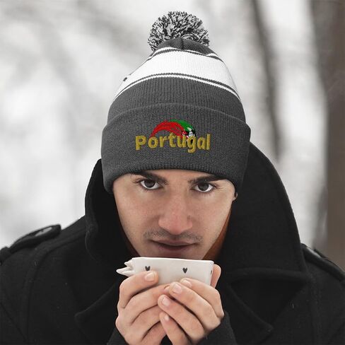 Pom Pom Beanie Hat for Men & Women Portugal Soccer World Cup Soccer Winter Hats Skull Cap Acrylic 1 Size in Saudi Arabia