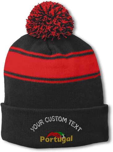 Pom Pom Beanie Hat for Men & Women Portugal Soccer World Cup Soccer Winter Hats Skull Cap Acrylic 1 Size in Saudi Arabia
