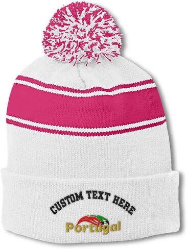 Pom Pom Beanie Hat for Men & Women Portugal Soccer World Cup Soccer Winter Hats Skull Cap Acrylic 1 Size in Saudi Arabia