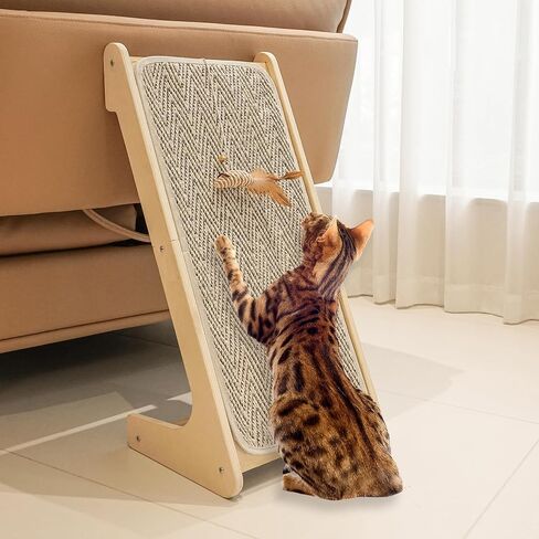 PETKARAY Cat Scratcher, Sisal Cat Scratching Ramp, L Shape Scratch Pad for Indoor Kitty, 27" Wall Furniture Protector with Mouse Toy in Saudi Arabia