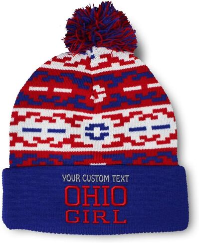 Custom Pom Pom Beanies for Women Ohio Girl State USA America Embroidery Skull Cap Acrylic One Size in Saudi Arabia