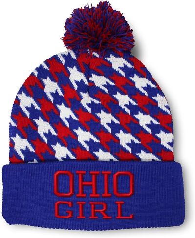 Custom Pom Pom Beanies for Women Ohio Girl State USA America Embroidery Skull Cap Acrylic One Size in Saudi Arabia