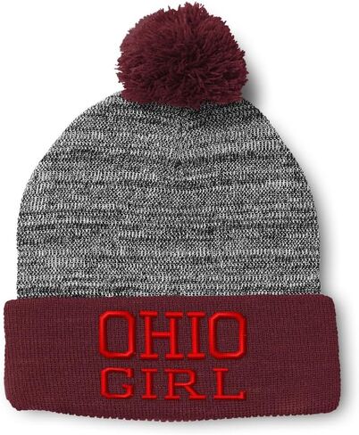 Custom Pom Pom Beanies for Women Ohio Girl State USA America Embroidery Skull Cap Acrylic One Size in Saudi Arabia