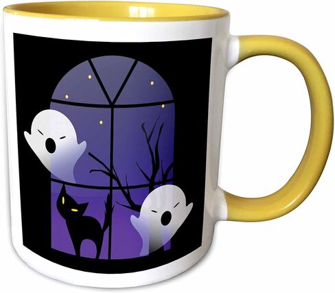 3dRose Halloween Ghosts and Cat in House Mug, 11 oz, Black in Saudi Arabia