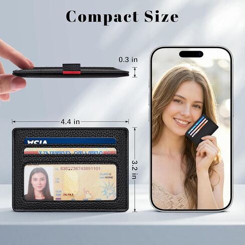 Credit Card Holder for Women, RFID Small Slim Minimalist Card Holder Wallet, Mini RFID Thin Wallet for Women, Black in Saudi Arabia