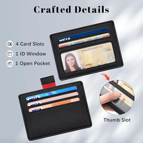 Credit Card Holder for Women, RFID Small Slim Minimalist Card Holder Wallet, Mini RFID Thin Wallet for Women, Black in Saudi Arabia