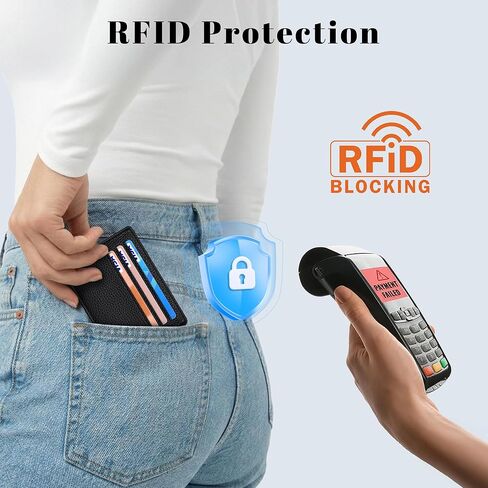 Credit Card Holder for Women, RFID Small Slim Minimalist Card Holder Wallet, Mini RFID Thin Wallet for Women, Black in Saudi Arabia